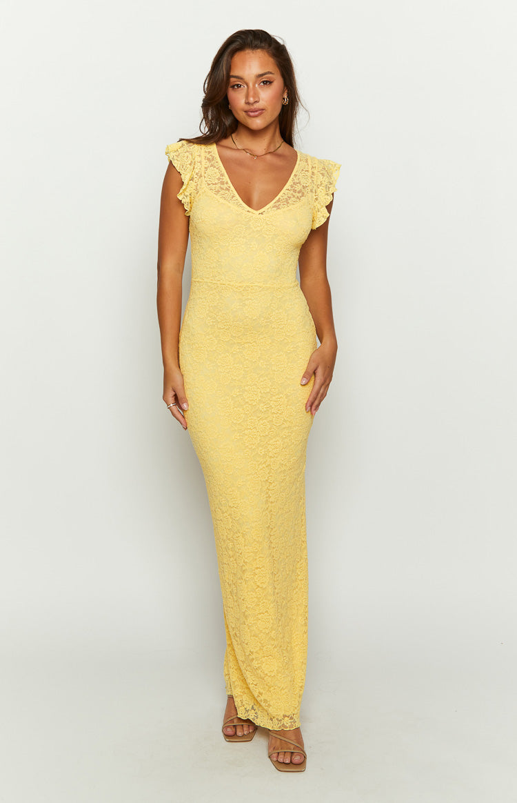 Blake Yellow Lace Maxi Dress