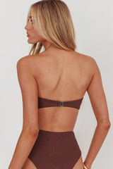 Monique Twist Bandeau Bikini Top Chocolate Texture