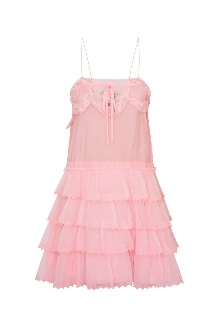 Myrna Ruffle Lace Mini Dress