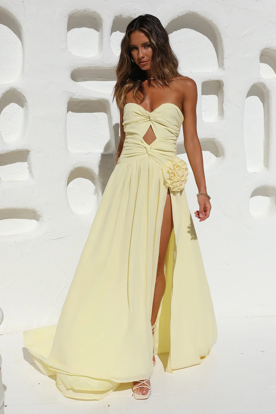 RUNAWAY THE LABEL Rosette Gown Butter
