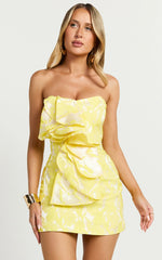Amalie The Label - Frederika Strapless Ruffle Detail Jacquard Mini Dress