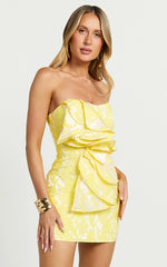 Amalie The Label - Frederika Strapless Ruffle Detail Jacquard Mini Dress