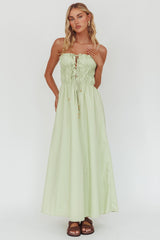 Remember When Tied Bodice Maxi Dress Sage