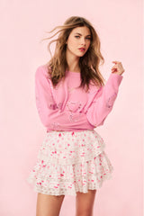 Ruffle Mini Bow & Kiss Print Skirt