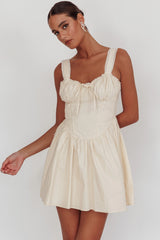 Florabella Corset Bodice Bow Mini Dress Cream