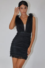 Gwedith Twist Bust Midi Dress Black