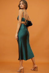 City Lights Cut-Out Waist Strappy Back Midi Dress Jade