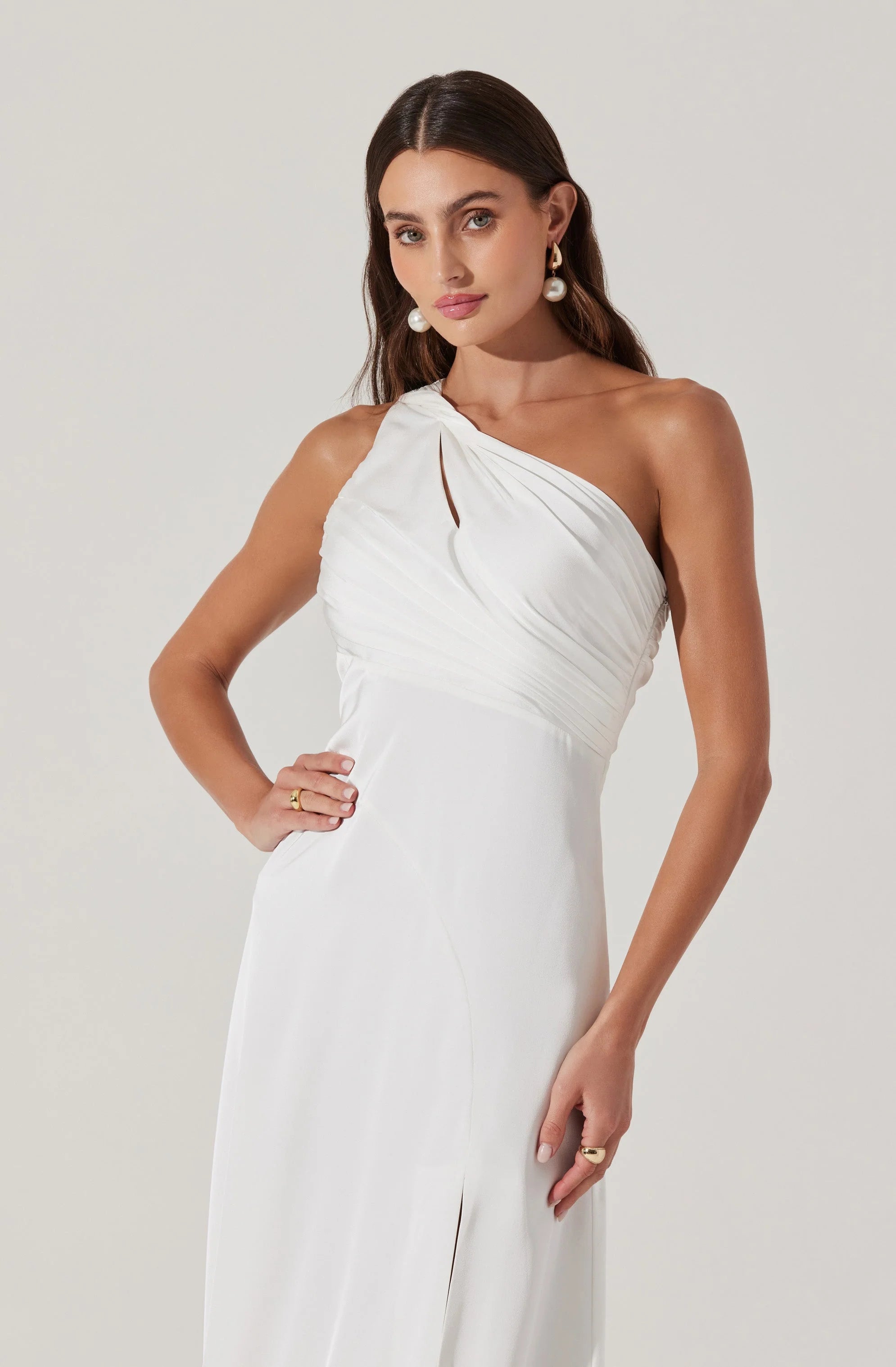 Atoila One Shoulder Satin Maxi Dress