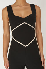 Shenae Piping Trim Jumpsuit Black