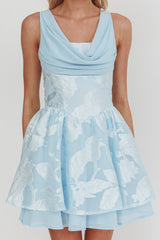 Lusting Lace-Up Back Mini Dress Ice Blue