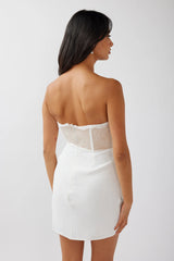 Heart Of Mine Lace Bodice Mini Dress White