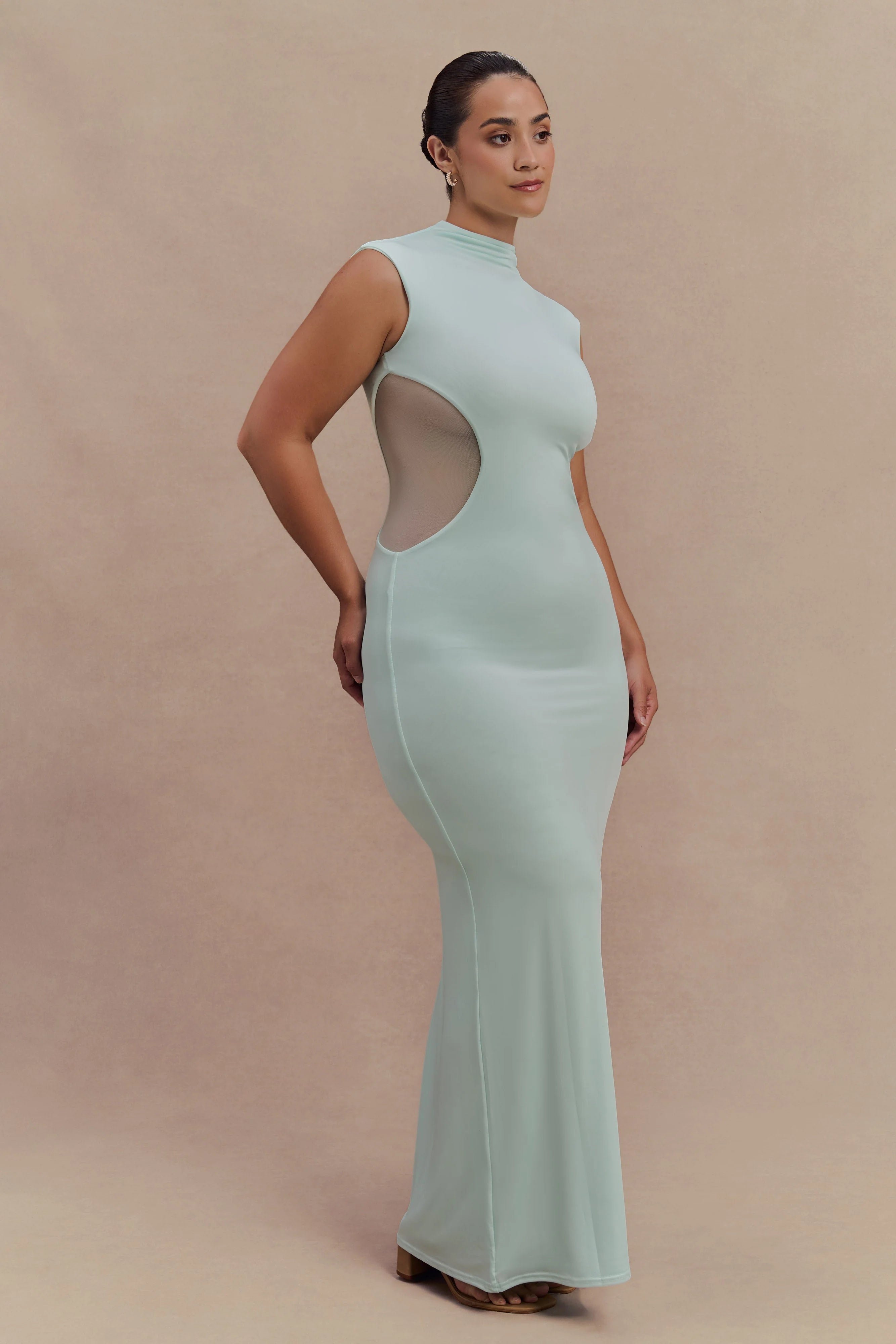 Massie Slinky And Mesh Maxi Dress - Lagoon