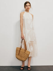 Casual Jacquard Halter Sleeveless Dress