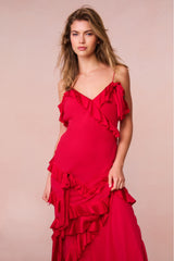 Rialto Silk Chiffon Ruffle Maxi Dress
