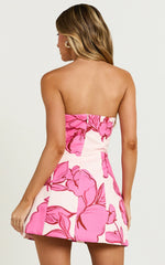 Catharine Mini Dress Strapless A Line Dress in Bouquet Di Fiori Print