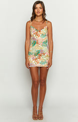 Seleni Tropical Print Mini Dress
