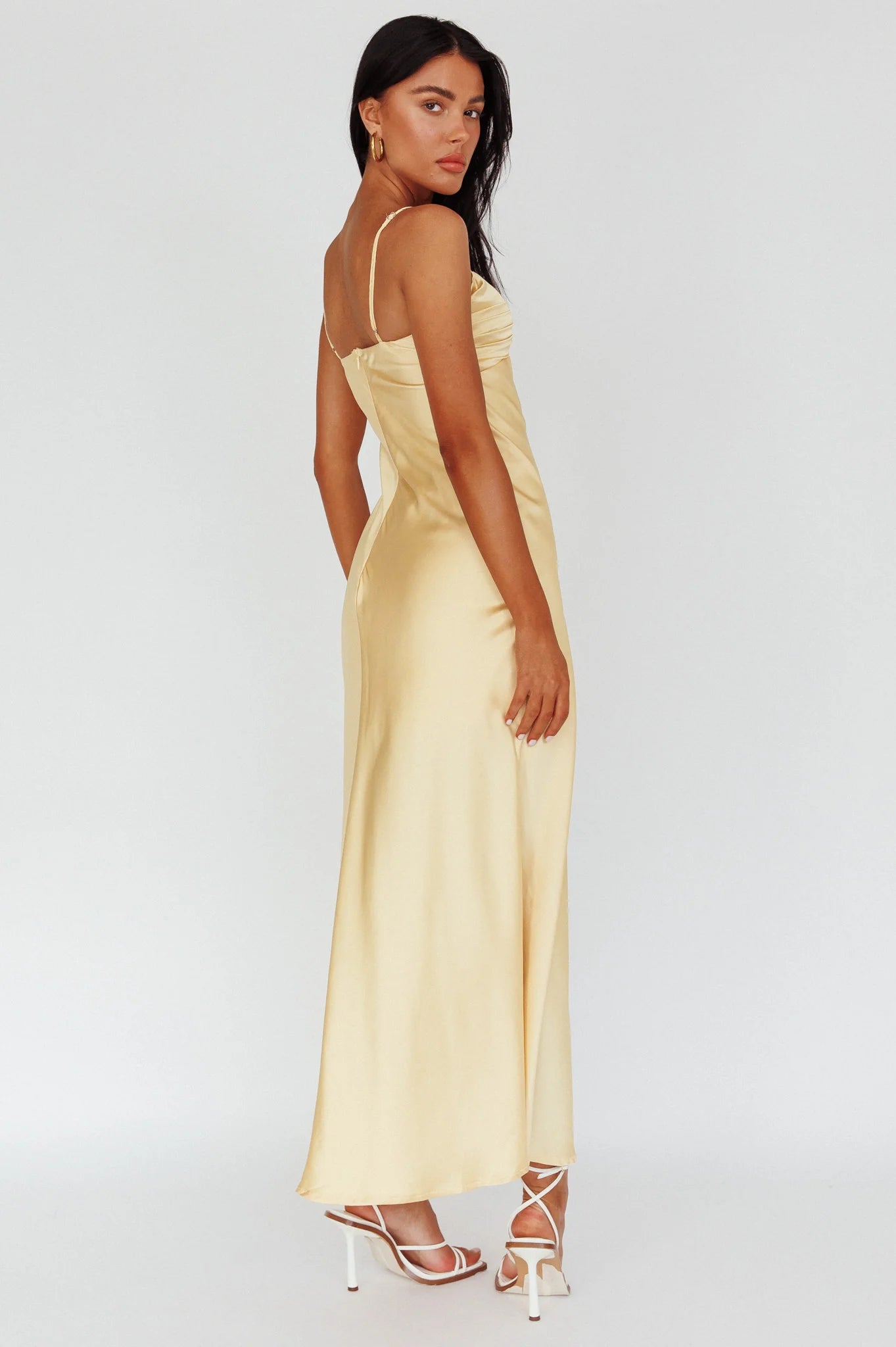 Siva Gathered Bust Midi Dress Yellow