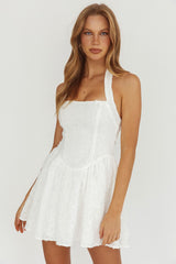 Rune Halterneck Mini Dress Applique White