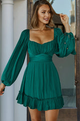 Linka On Or Off-Shoulder Long Sleeve Tie-Back Dress Forest Green