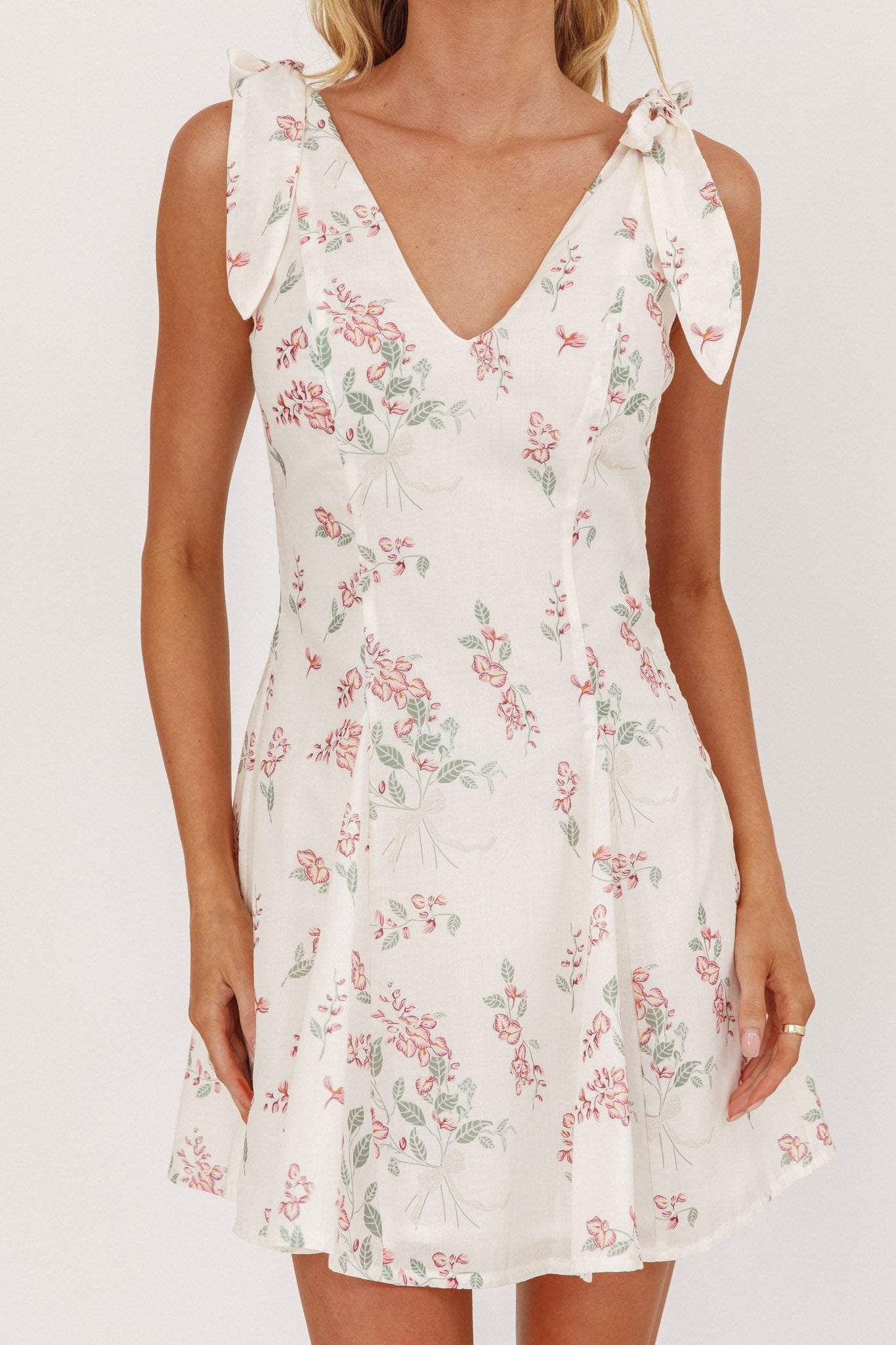 Matina Tied Shoulder Mini Dress Floral