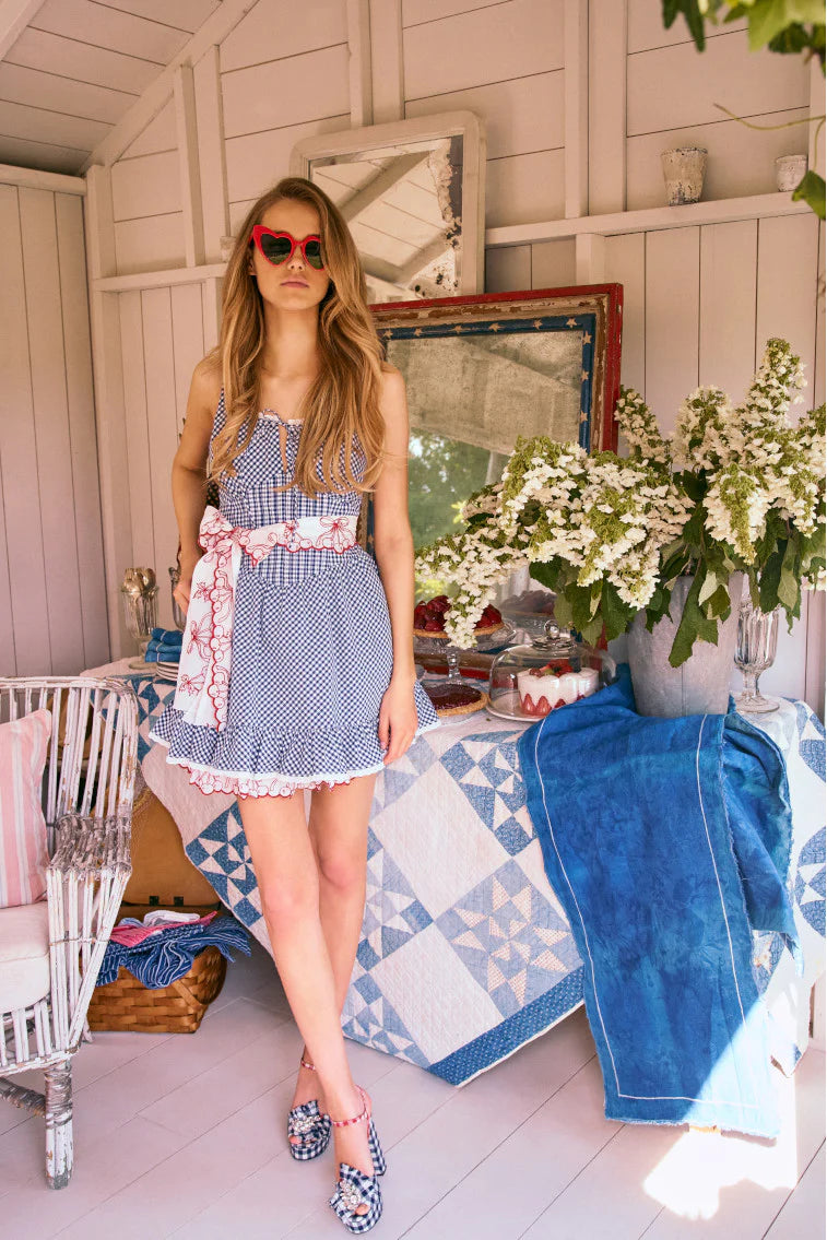 Ceronne Gingham Cotton Mini Dress