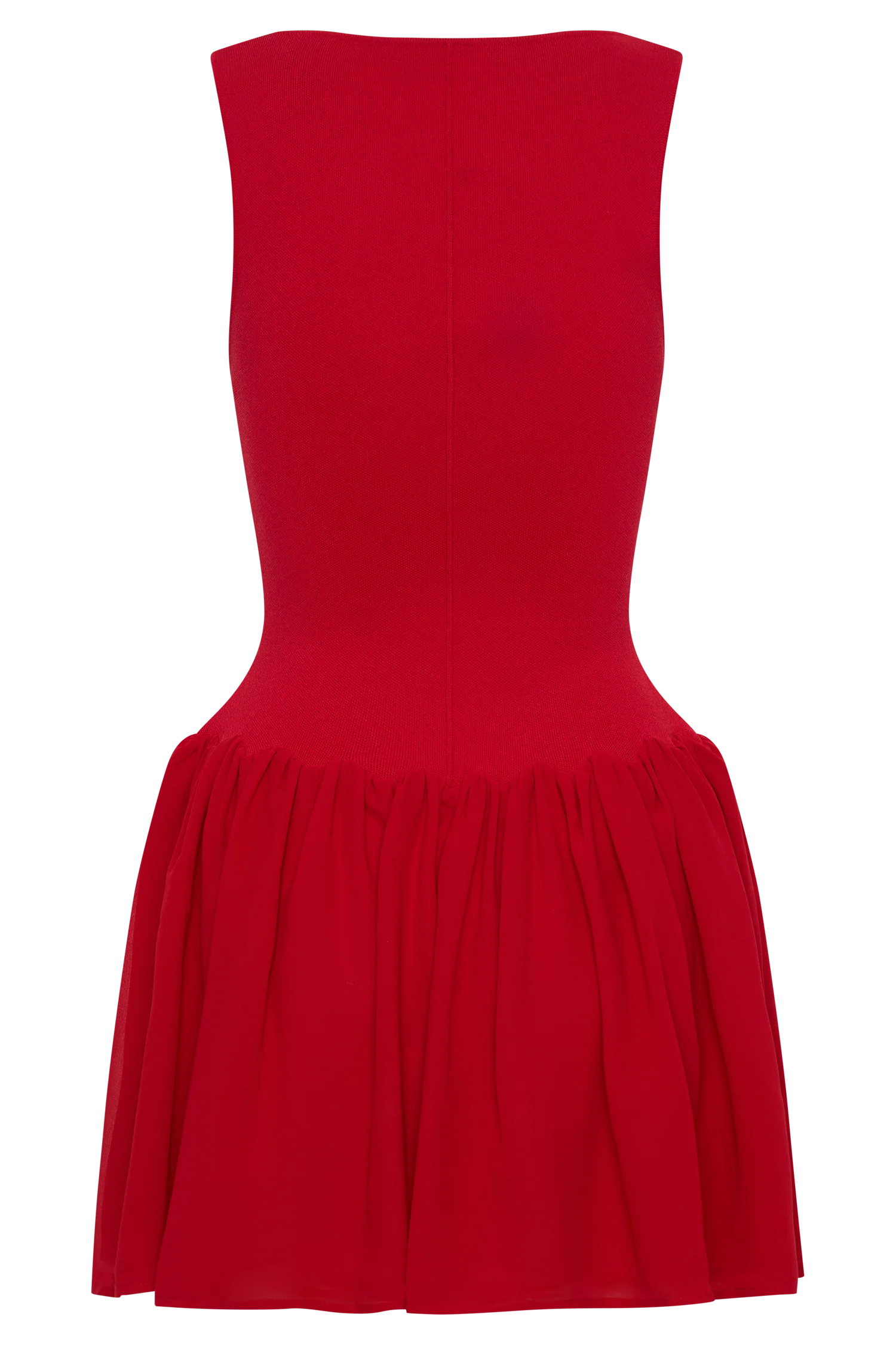 Ashleigh Knit And Chiffon Mini Dress - Red