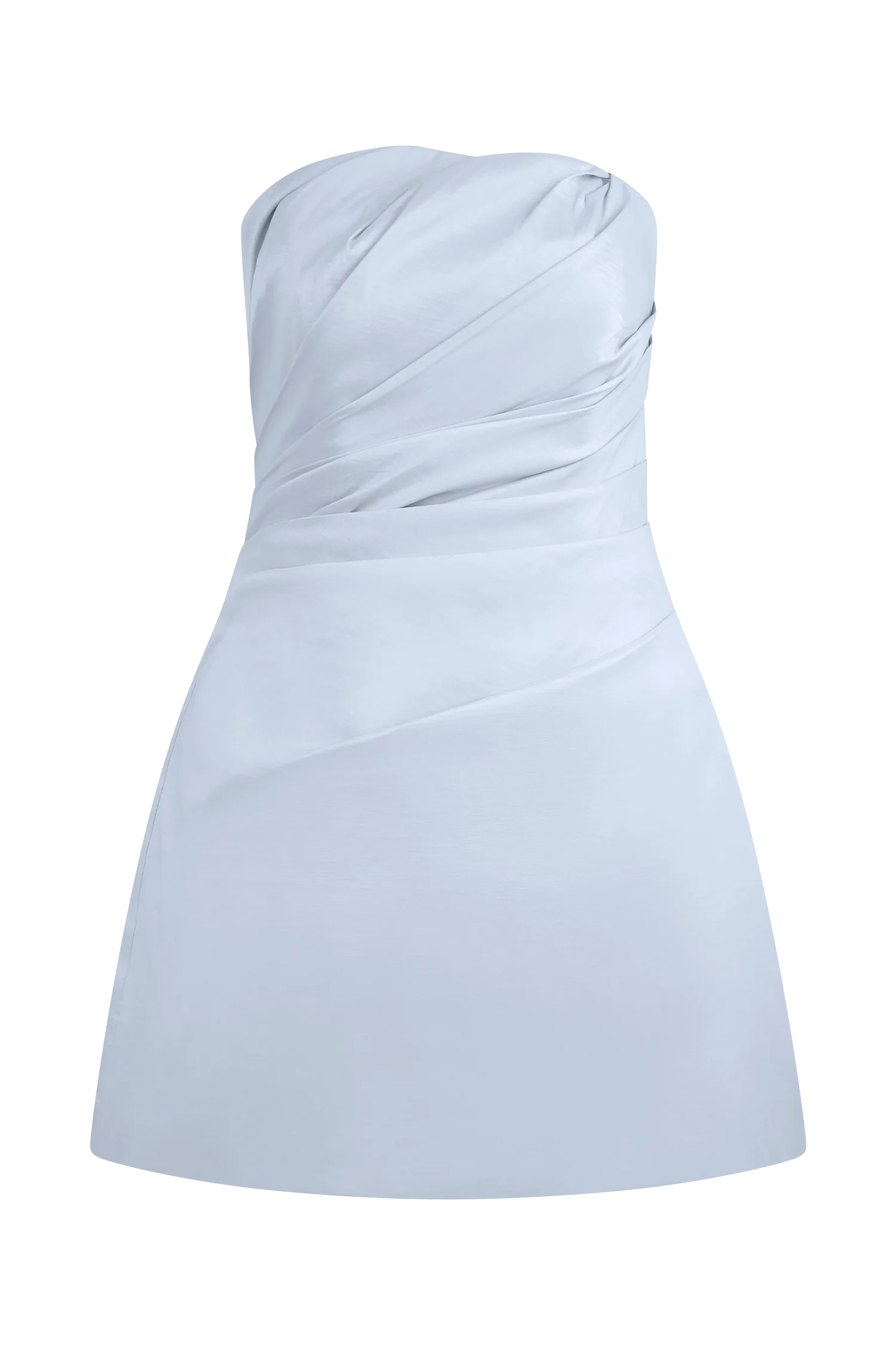 Leslie Gathered Taffeta Mini Dress - Frosted Blue
