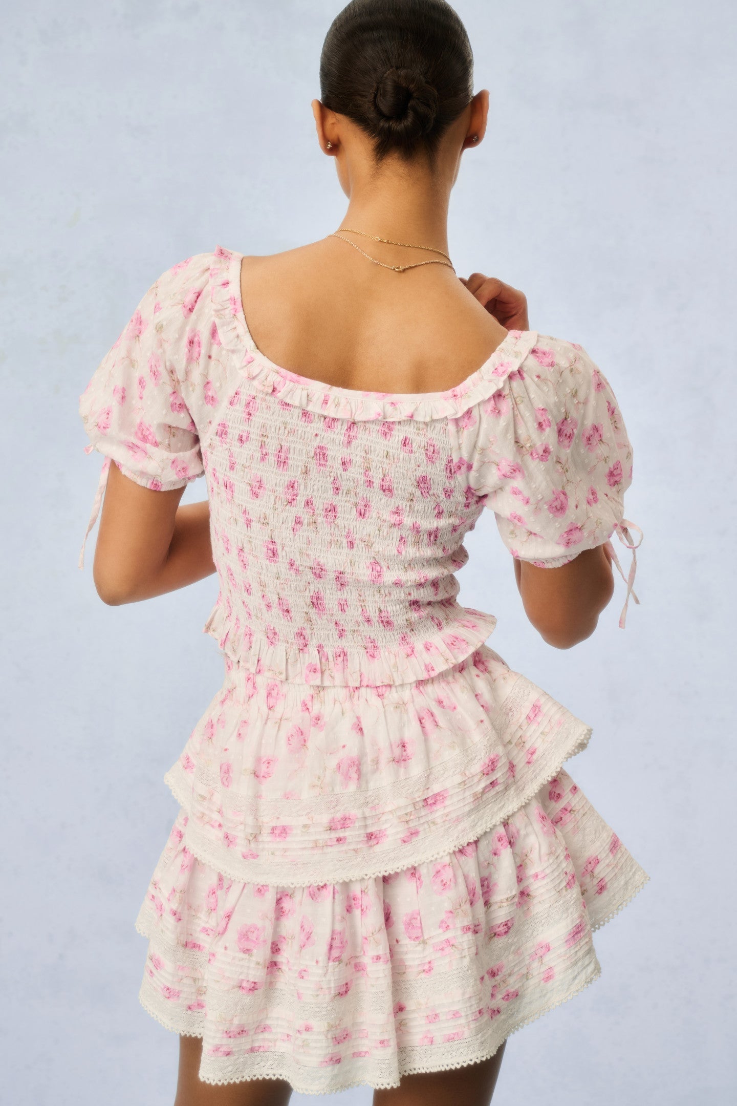 Ruffle Mini Fragrance Print Skirt