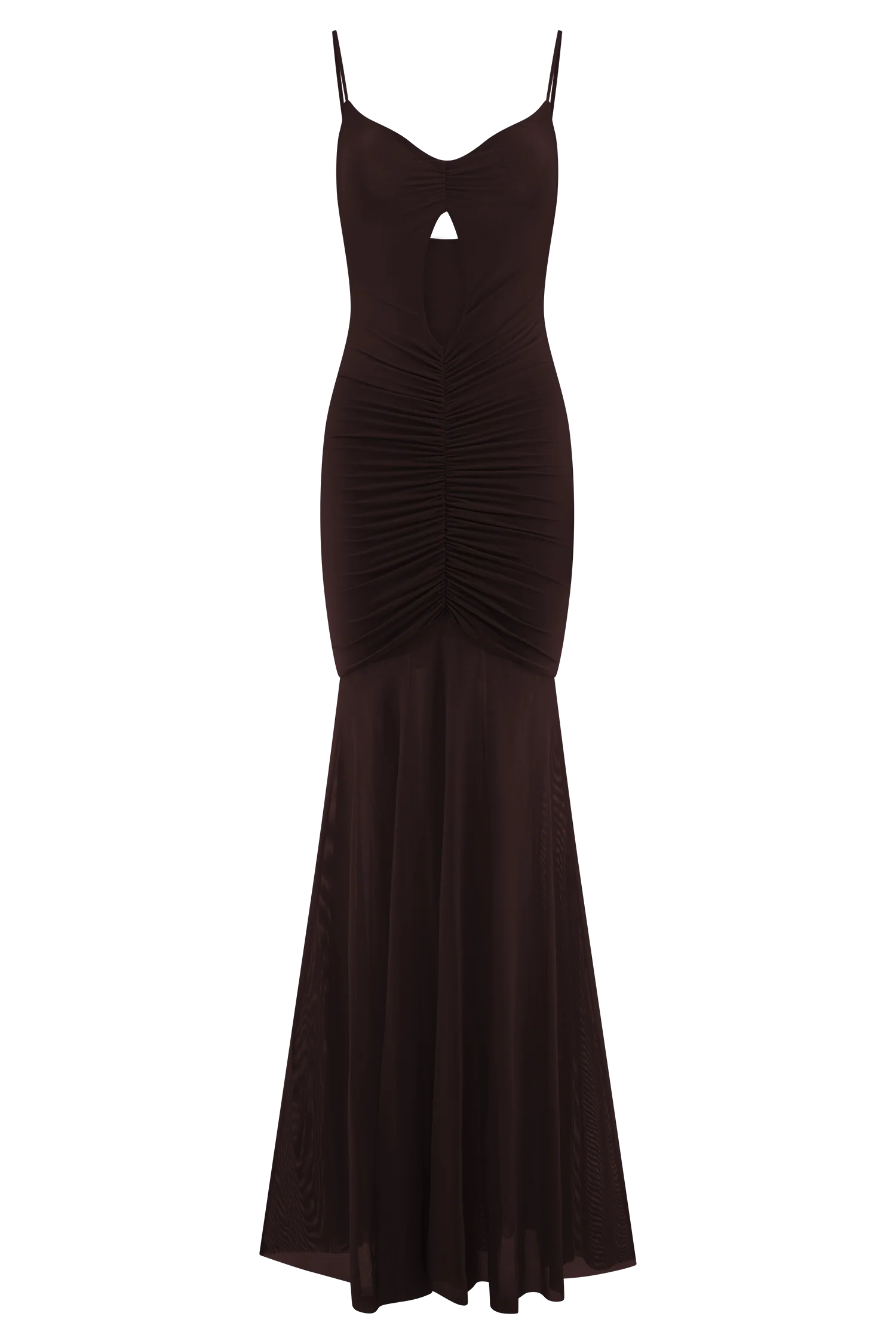 Delaney Slinky And Mesh Maxi Dress - Chocolate