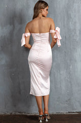 Engelique Tied Sleeve Midi Dress Blush