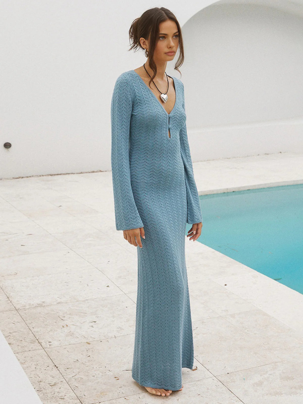 Eyelet Vacation Long Sweater Dress