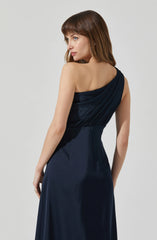 Atoila One Shoulder Satin Maxi Dress