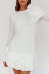Promise Bubble Hem Open Back Mini Dress White