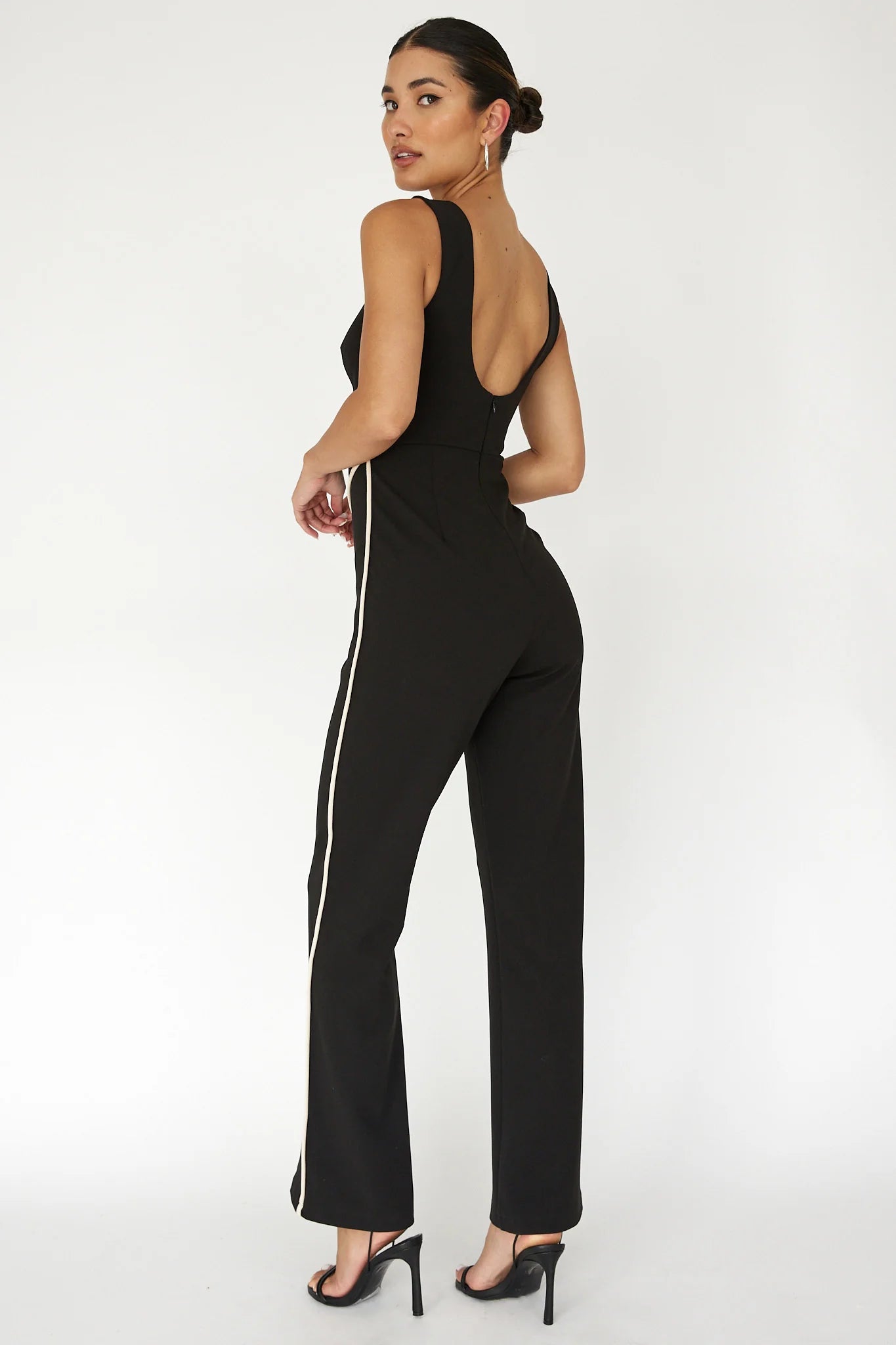 Shenae Piping Trim Jumpsuit Black