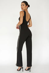 Shenae Piping Trim Jumpsuit Black