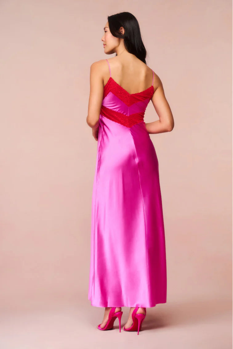 Serita Lace-Trimmed Maxi Dress - FUCHSIA