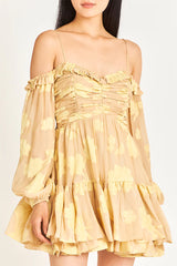 Zennia Off-Shoulder Silk Mini Dress