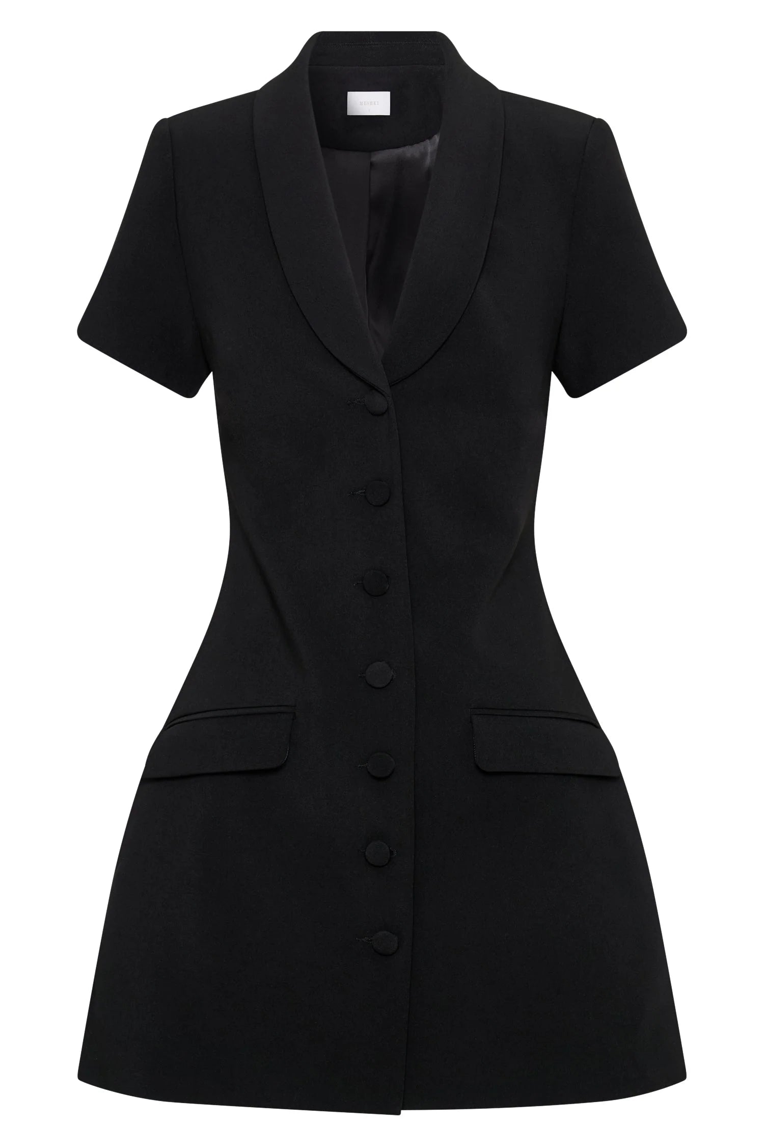 Paolina Collared Suiting Mini Dress - Black