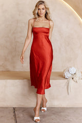Dolce Life Low Back Midi Dress Red