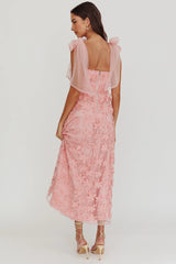 Mykonos Morning Tied Shoulder Tree Maxi Dress Blush