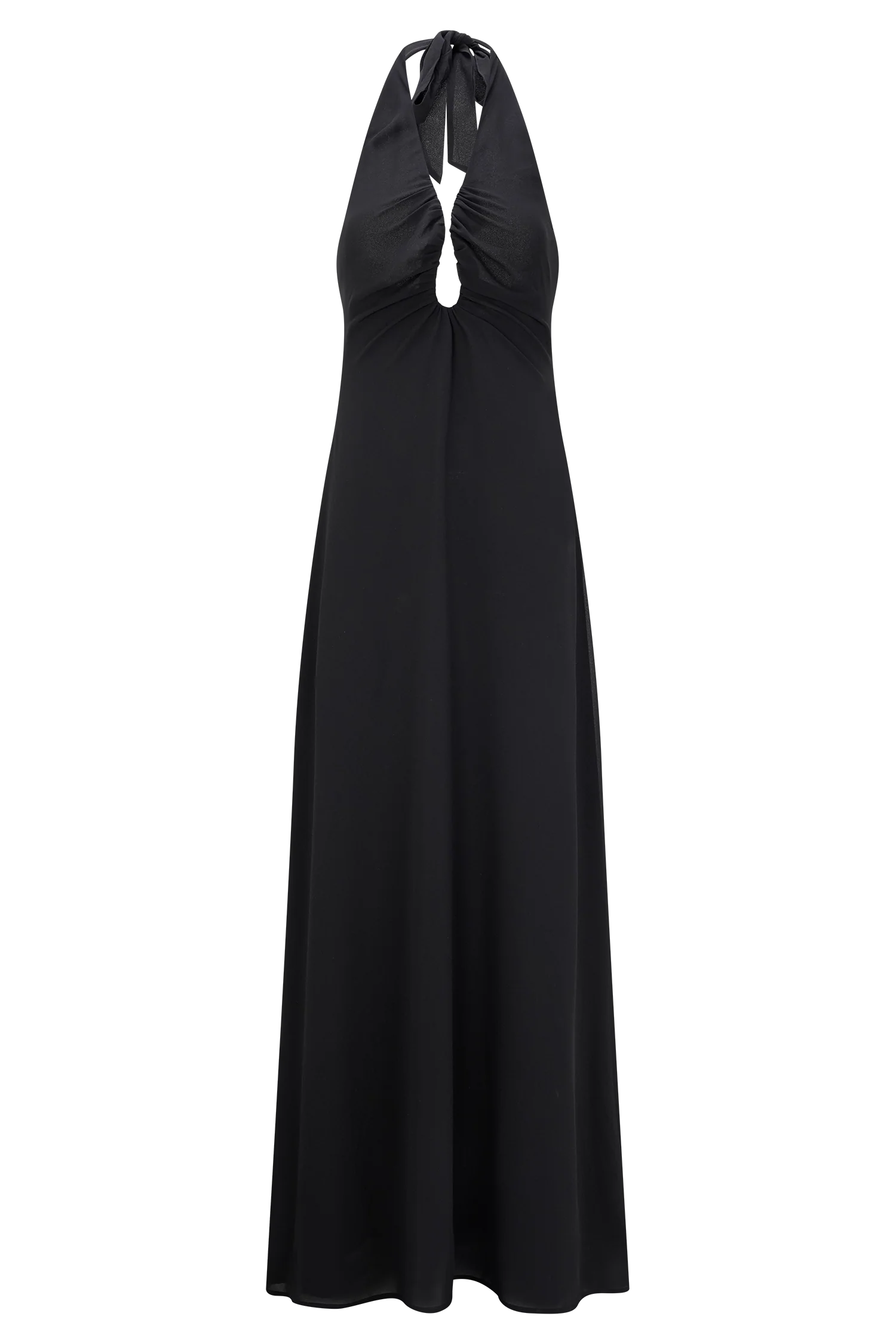 Malakhai Chiffon Halter Maxi Dress - Black