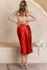 Dolce Life Low Back Midi Dress Red