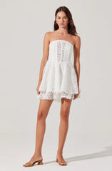 Deasia Strapless Eyelet Mini Dress