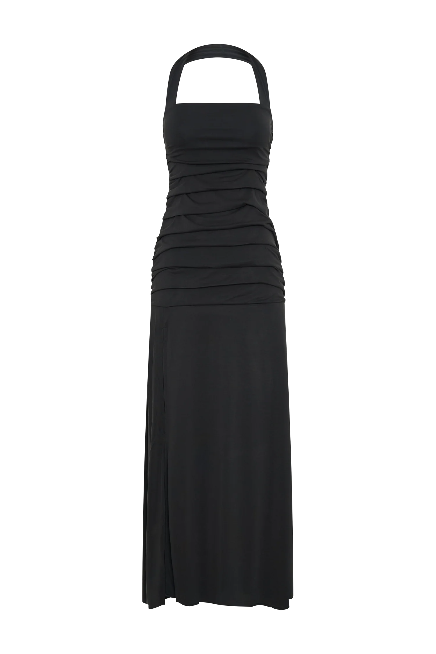 Bentley Peached Jersey Halter Maxi Dress - Black
