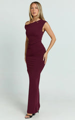 Genie Maxi Dress Off The Shoulder Dress in Wine