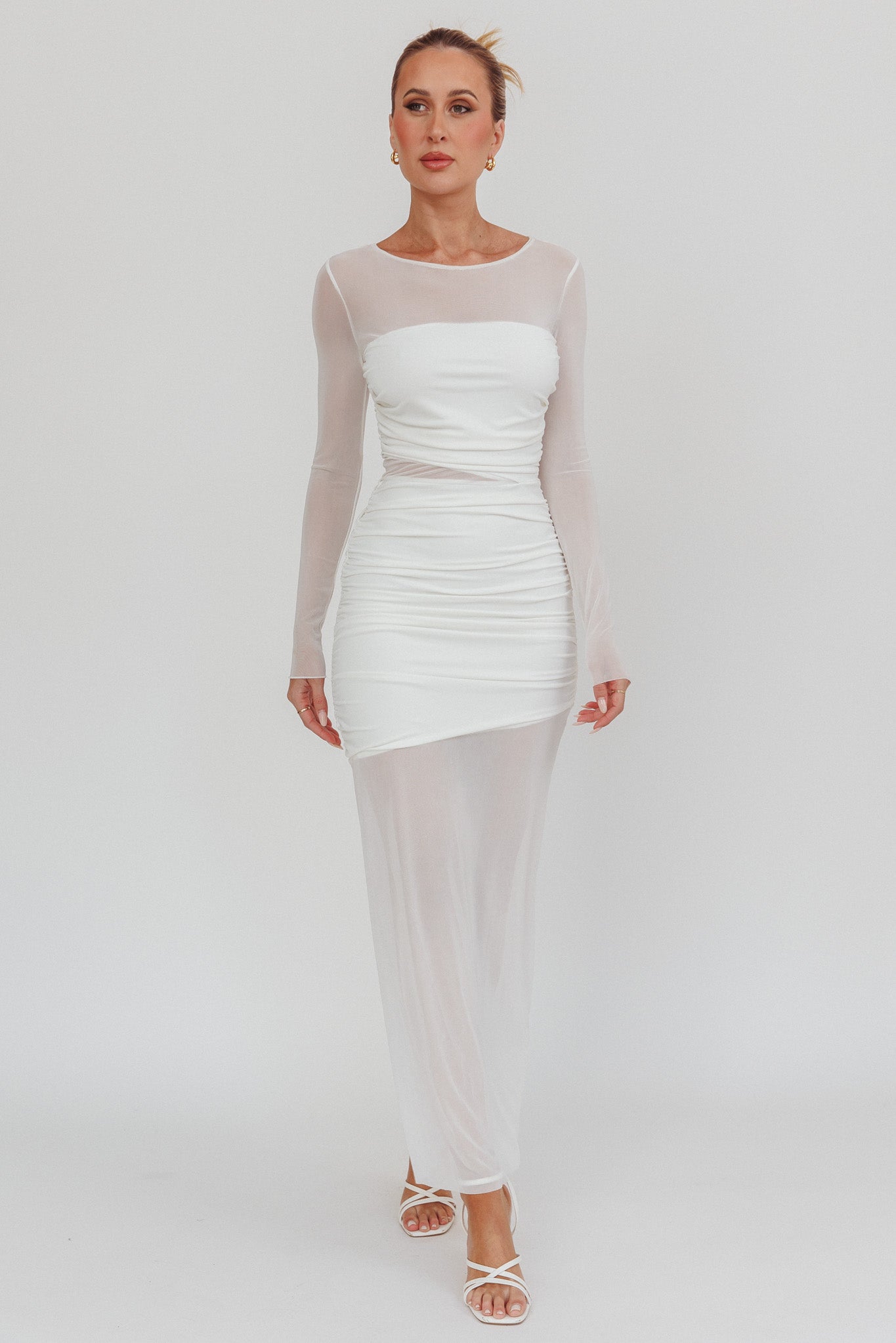 Harpa Mesh Maxi Dress White