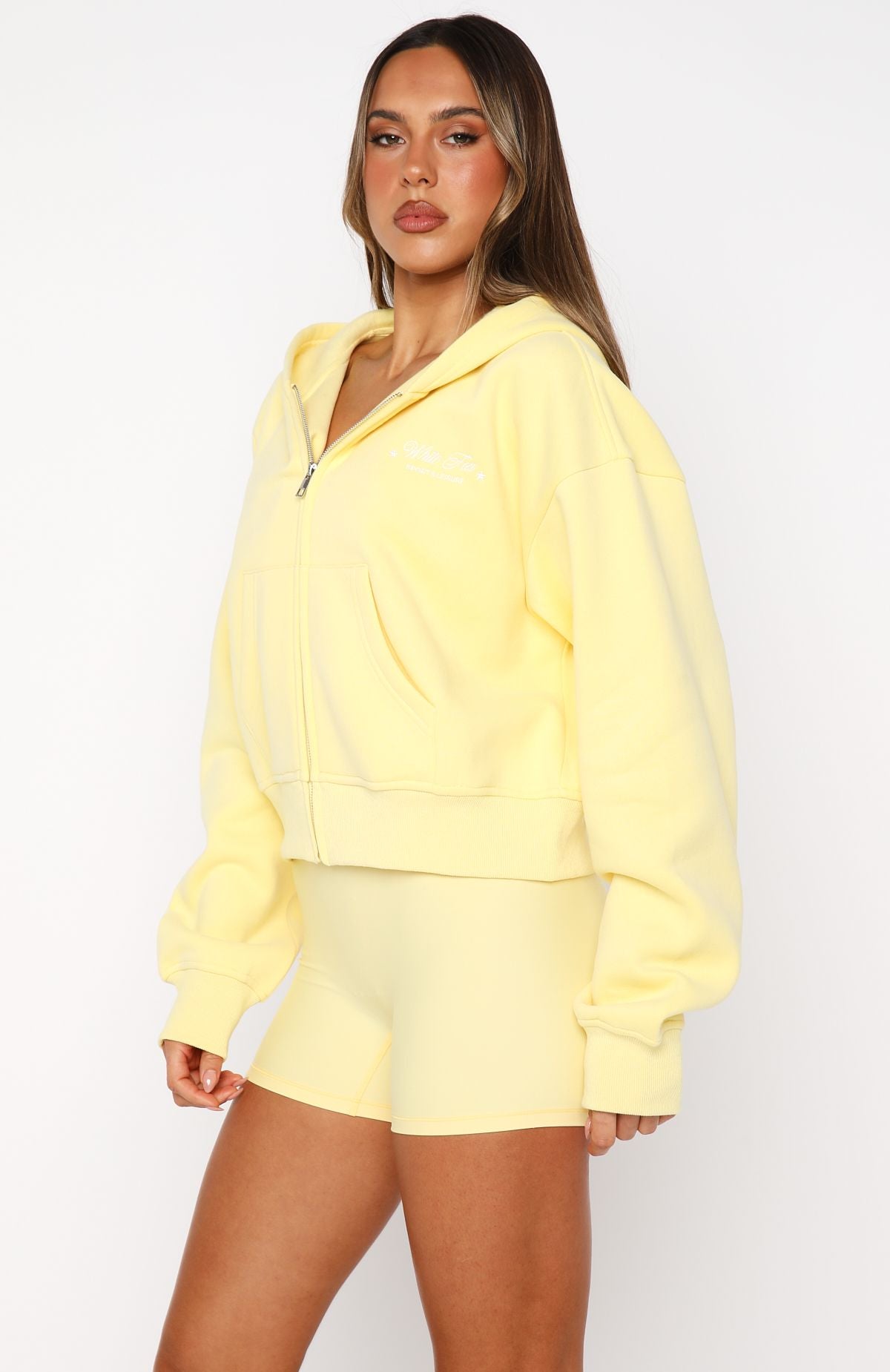 Just Try Again Boxy Zip Front Hoodie Honey