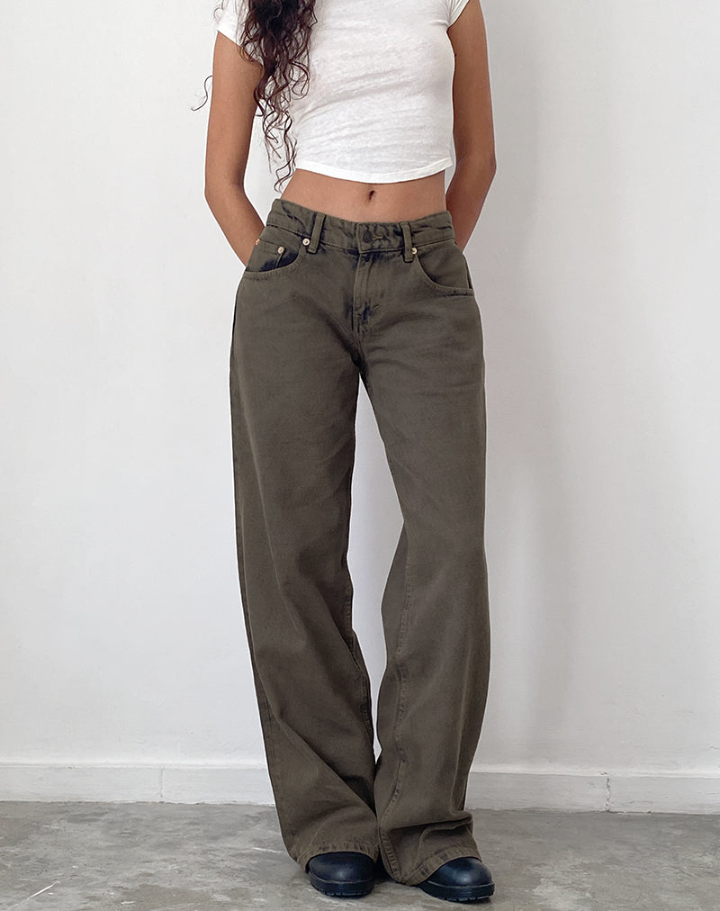 Roomy Extra Wide Low Rise Jeans in Dark Black Sand