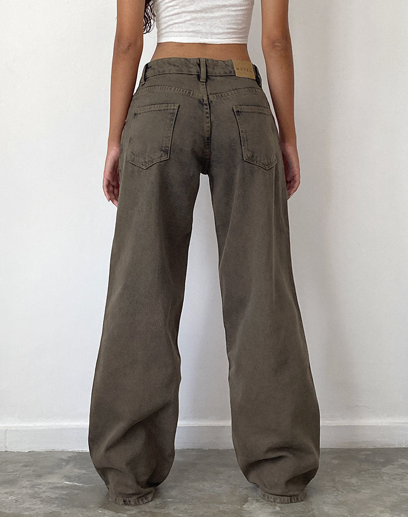 Roomy Extra Wide Low Rise Jeans in Dark Black Sand