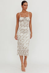 Magic Wand Velvet Midi Dress Olive Floral